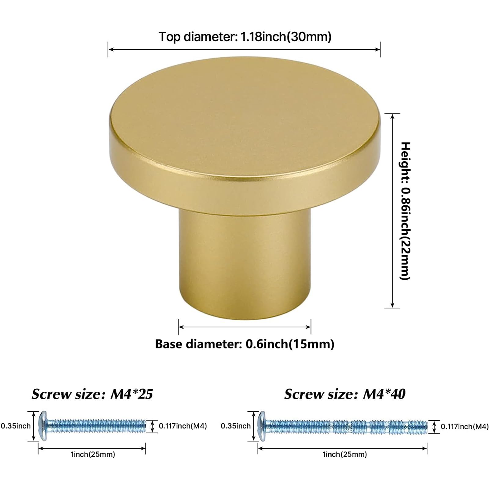 LONTAN 12 Pack Gold Drawer Knobs Gold Kitchen Knobs Round Cabinet Drawer Hardware Brass Cupboard Door Hardware Aluminum Alloy for Wardrobes Furniture - Image 2