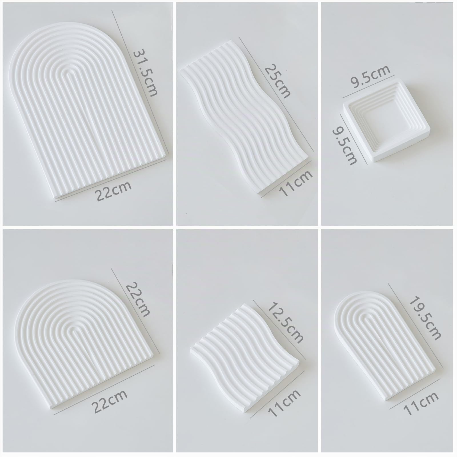 Lot de 6 Accessoires de Fond de Photographie au Design Original - Étanche - pour aromathérapie - Cube de Gypse - Accessoires pour séance Photo (Blanc Neige argenté)