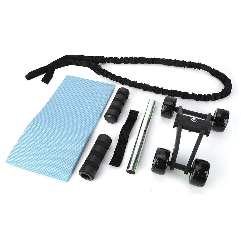 Bauchmuskel-Roller für Bauchmuskeltraining, 4 Räder, Workout-System, mit Knieschoner, Trainingsgerät für Zuhause, Bauchmuskeltraining, für Männer/Frauen (grün + schwarz)