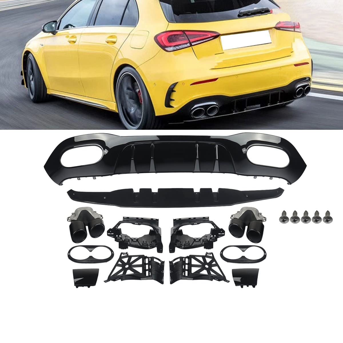 Kit 2 Diffuseurs / Garde-boue Arrière AMG Line – Compatible Mercedes Classe A W177 2018+