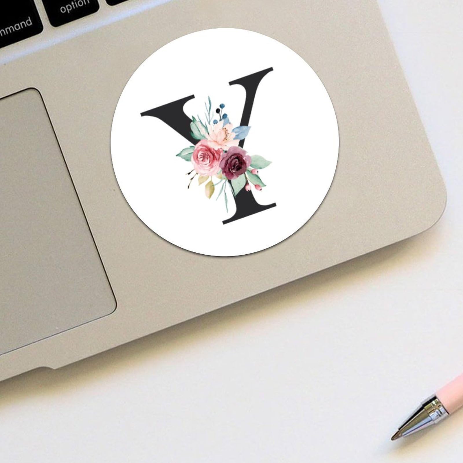 Amazon.com: Monogram Initial Letter Y with Flowers Round Label