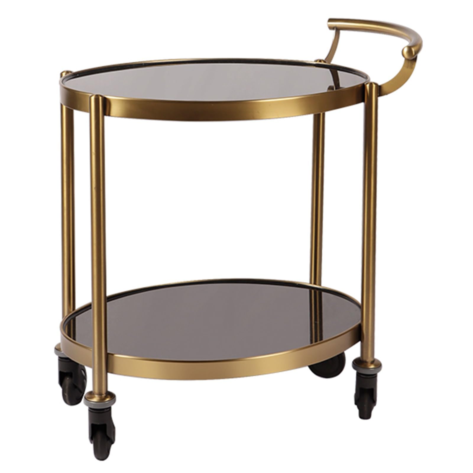 Barwagen für Zu Hause, Goldene Barwagen mit 2-stufigen Glasregalen, Servierwagen Auf Rädern für Die Hausbar für Spirituosen und Alkohol, Weinwagen Auf Rädern für Küche, Drinnen und Draußen(Golden yell