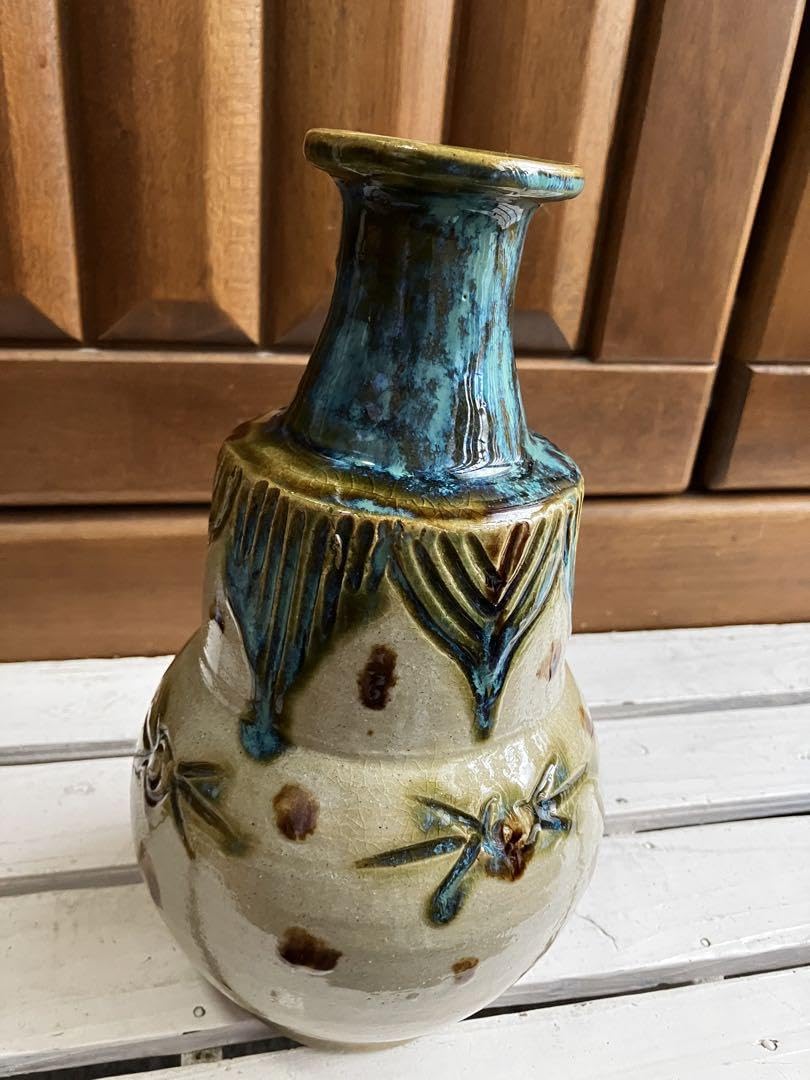 Amazon.co.jp: 琉球 沖縄 壺屋焼 故小橋川源慶作 壺 ゆし瓶 やちむん