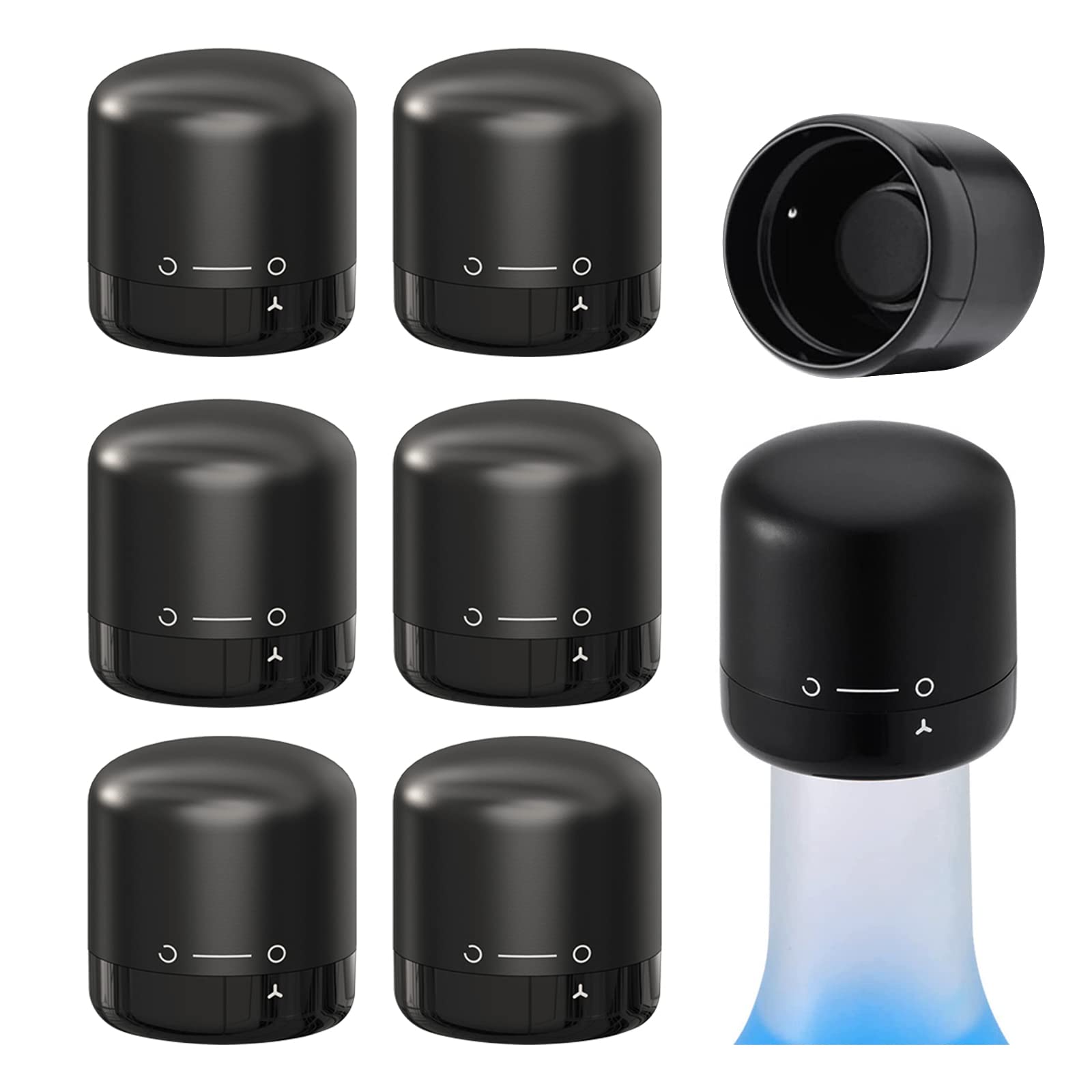 Wine Stopper Champagne Bottle Saver – 6 PCS Resealable Wine Stoppers Champagne Saver Preserver to Keep Wine Fresh Practical Rubber Wine Bottle Tools for Kitchen Office Home Adult Party Favor Supplies