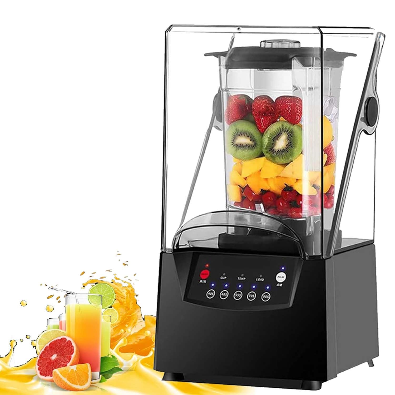 Mocny blender profesjonalny 2200W, obudowa dźwiękoszczelna, 2L kielich PC BPA Free, 6 ostrzy stal nierdzewna, smoothie maker do domu, kawiarni i barów