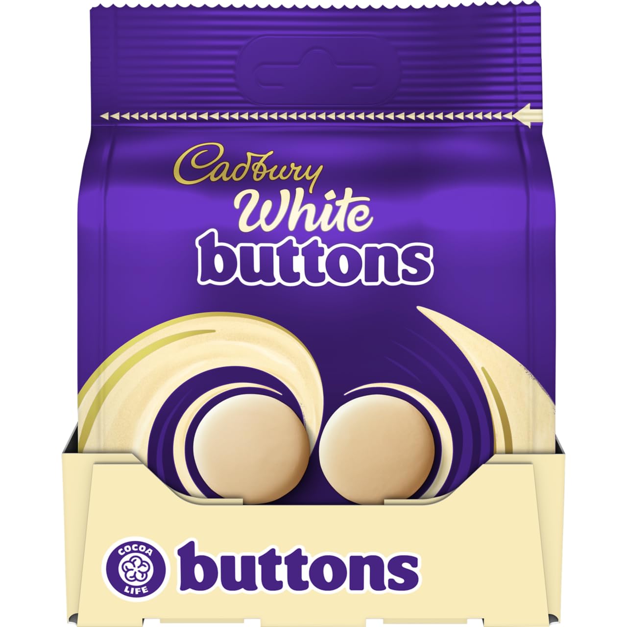 Cadbury White Buttons Chocolate Bag, Creamy 85g (Pack of 10 Bags)