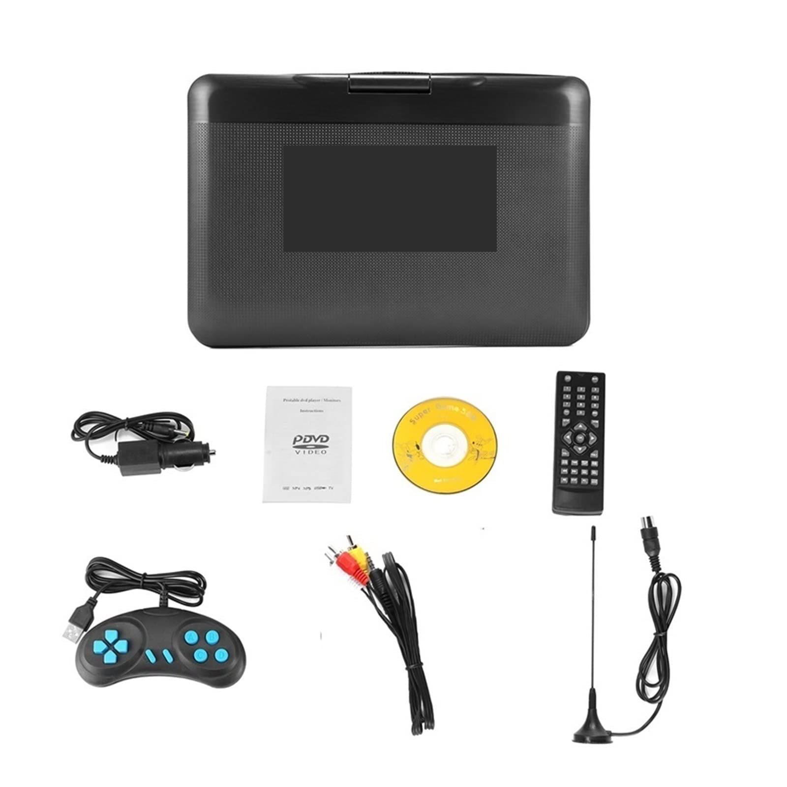 Lecteur DVD Portable, 13,9 Pouces Portable Home Car DVD Player VCD CD TV Player USB Radio Adapter Support TV/FM/USB Gameing Lecteur CD/DVD/MP3/MP4 Portable