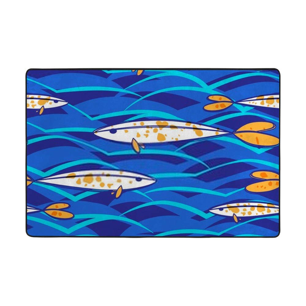 Tapis bleu vague d'eau 183x122cm en velours corail pour salon moderne