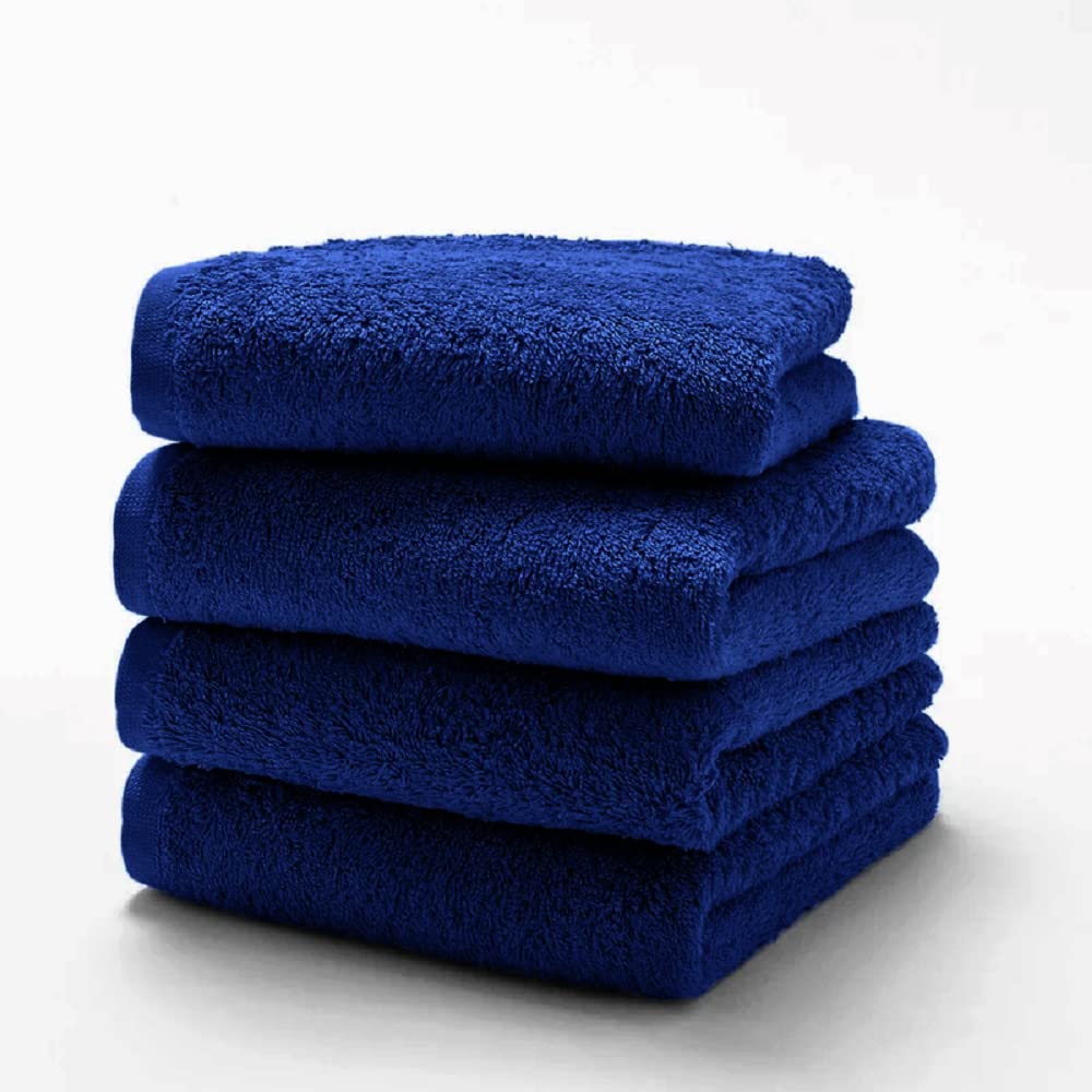 Diamond Tex 4 Pack Cotton Face Cloth Set 30 x 30 cm Flannel Washcloth Towels Extra Absorbent & Quick Dry Hotel Gym, Golf, Spa 600-GSM (Navy Blue)