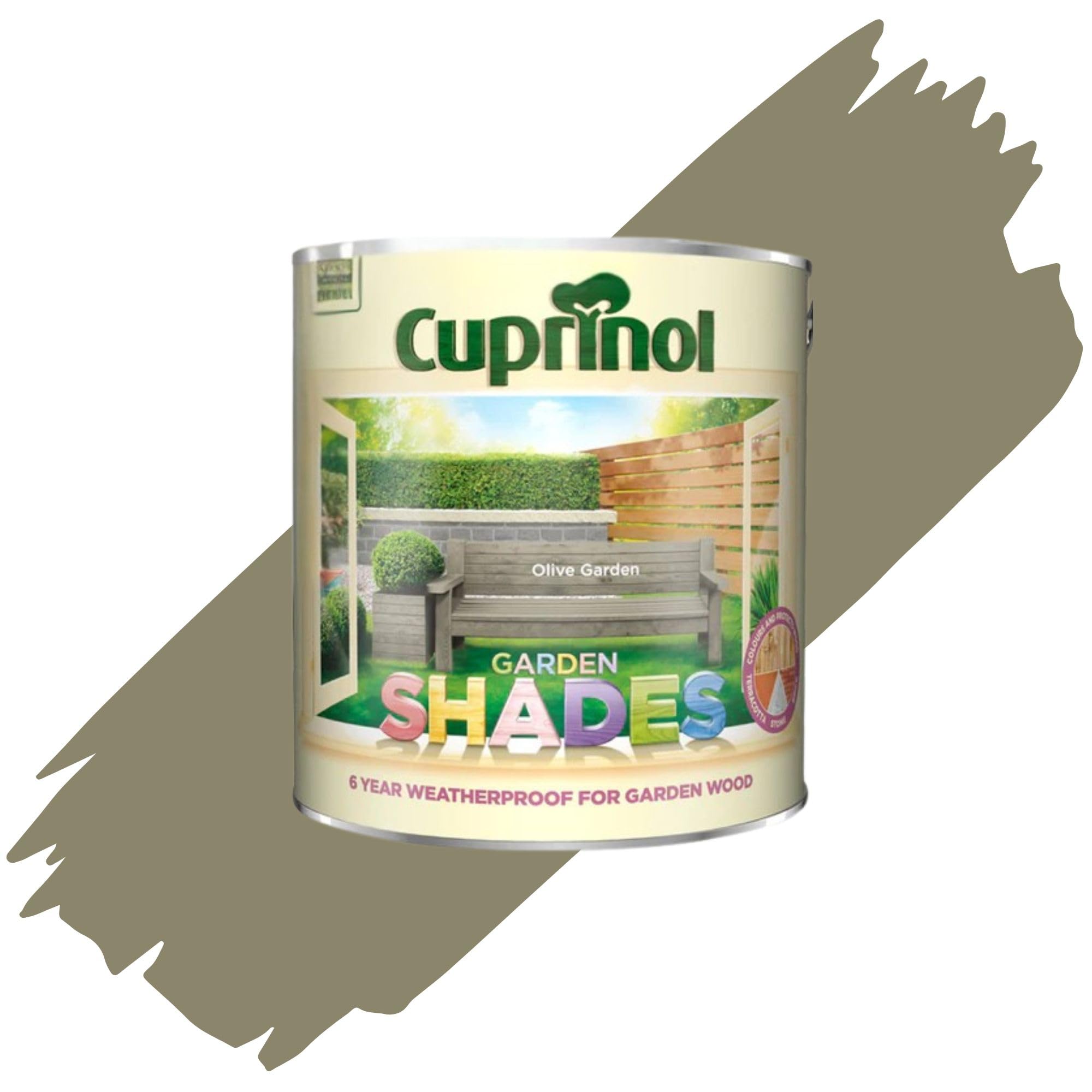 AOC24 1L Garden Shades Fence Paint, Outdoor Wood Paint For Garde Sheds, Furniture, Fences, Exterior Wood, Water Based Paints For Outdoor Surfaces, Brick, Pots (Olive Garden, 1 Liter)