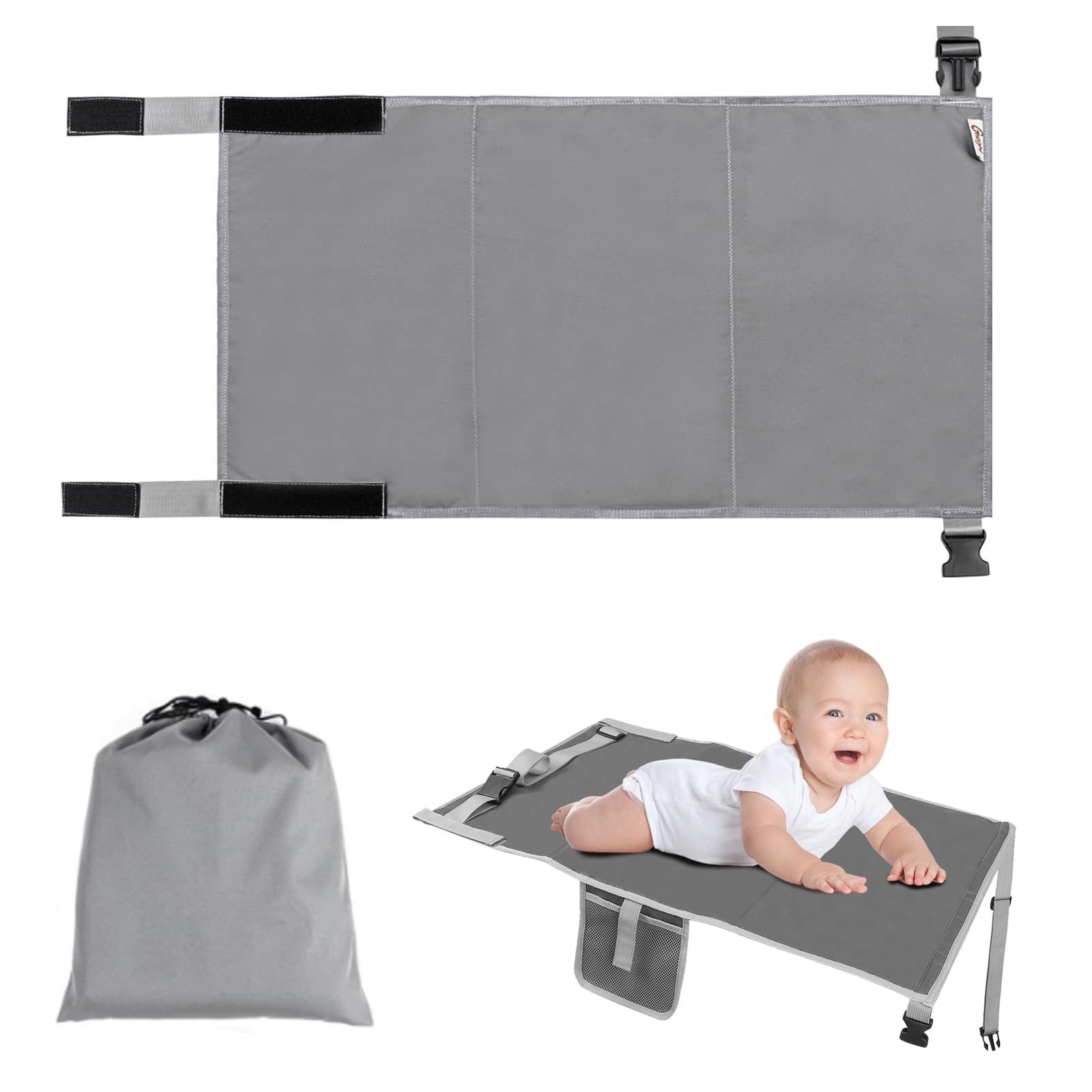 Amaca Da Viaggio Dell'Aereo Per Bambini, Letto Del Bambino con Cinturino Antiscivolo Regolabile e Tasche Laterali