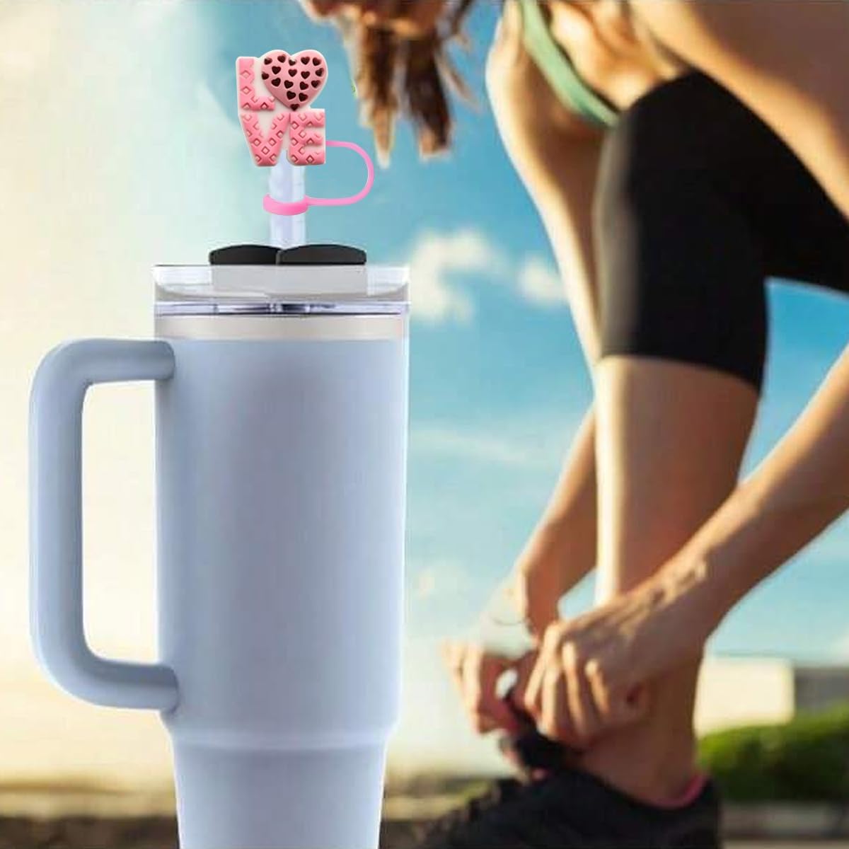 8PCS Valentines Day Straw Toppers for Stanley Cup New Pink Heart Red Lips Cover Cap 40oz/30oz Tumbler, 3D Silicone Straw Cover Caps for 10mm Straws, Festive Cup Accessories & Valentines Gifts - Image 7