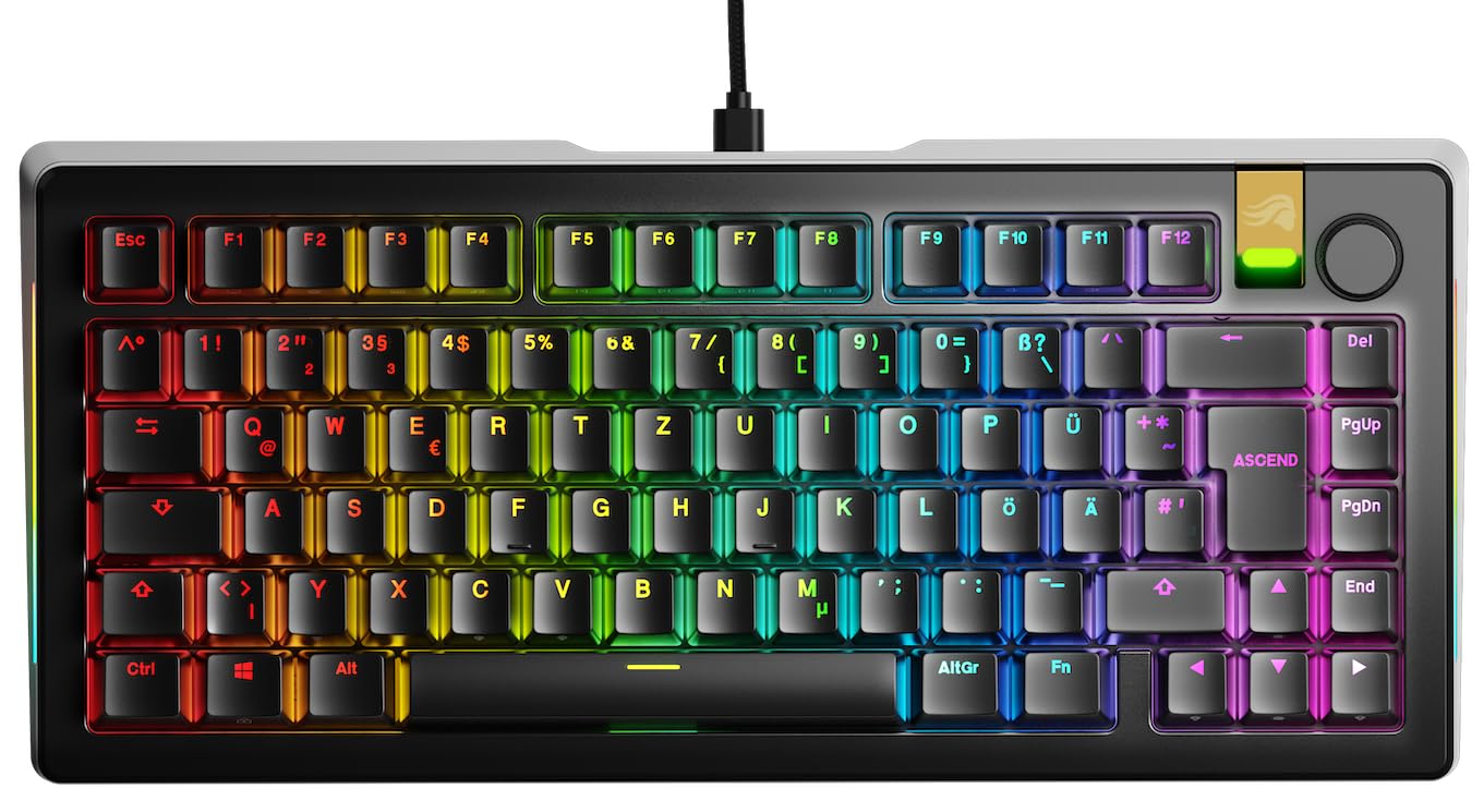 GLORIOUS GMMK 3 PRO HE 75% Anpassbare Tastatur w/Knob, ISO (Schwarz) | Rapid Trigger, Hall-Effekt, 8K-Abrufrate, Modulares Aluminiumgehäuse, Dichtungssystem, Hot-Swap für MX- & HE-Schalter, Gamer