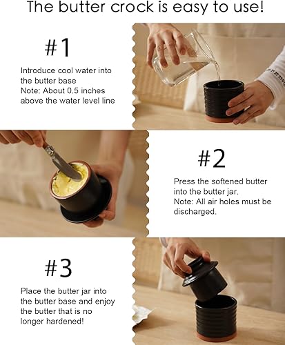 Miniatura 6 de KILNGPT - Mantequilla de mantequilla, plato de mantequilla de cerámica para mantequilla untable, colección Torsade - Negro neutro