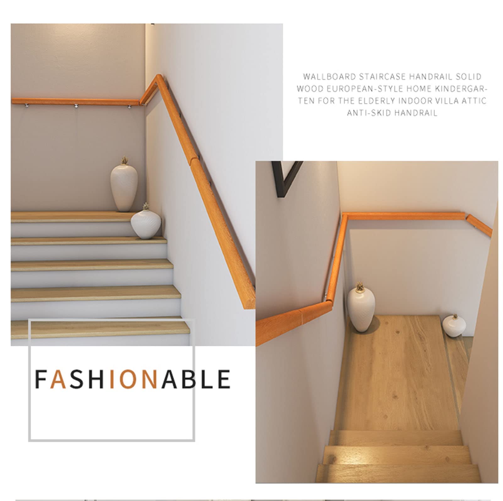 Poręcznica Schodowa Banister - Kompletny Zestaw, Drewniana Poręcznica Schodowa, Ściana Dom Villa Lofts Ogród Wsparcie Rod Schody Chwyt Bar/9Ft/270Cm