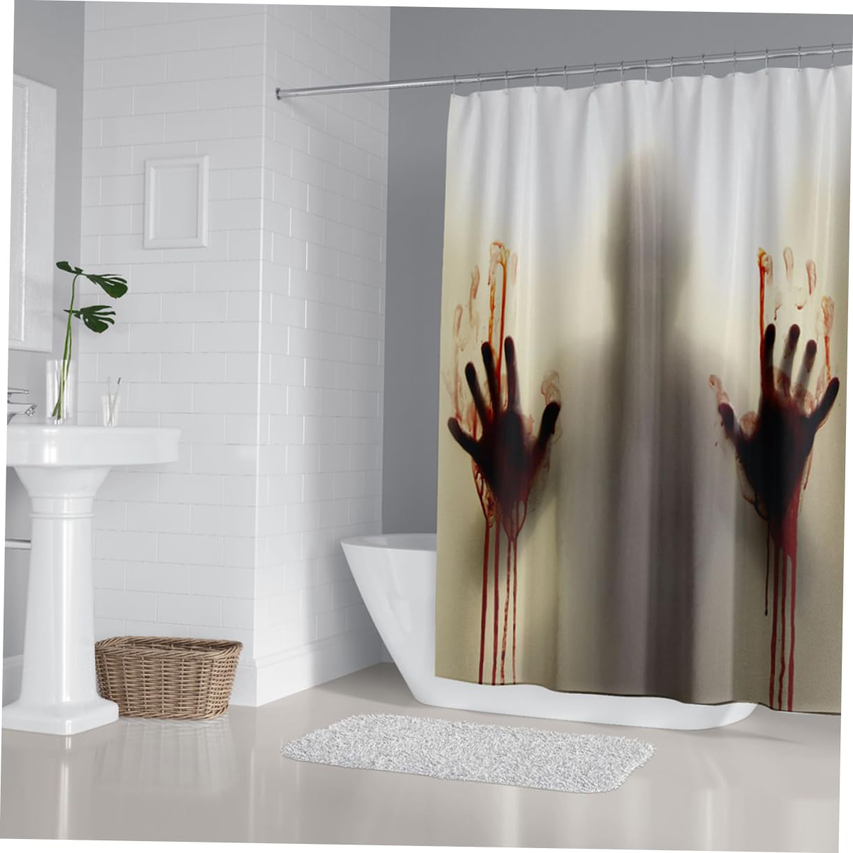 Cabilock Cortina De Ducha con Impresión De Sangre De Halloween 180 Ancho X180 Alto Cm Decoraciones Sangrientas De Halloween Cortina De Baño con Gancho Cortinas De Ducha Impermeable Conectar