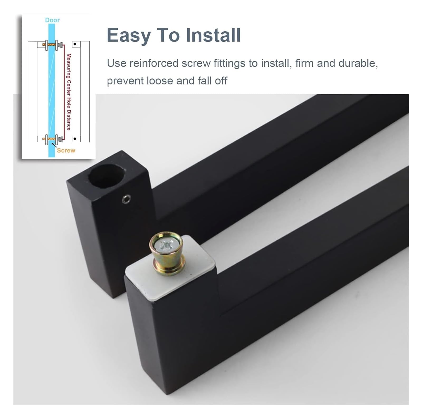 Juego de manijas de puerta de granero, manija de doble cara para interior y exterior, ideal para puertas de madera y vidrio, diseño de barra cuadrada, resistente