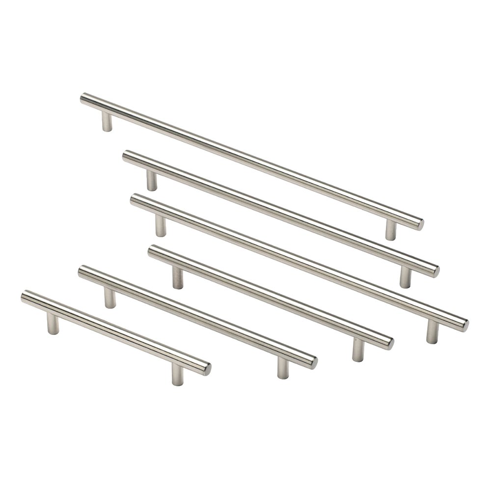Fittingsco Silver T-Bar Cabinet Handle, 96-448Mm Hole Centres, Stainless Steel Bar Handle, Solid