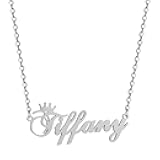 Custom Silver Name Necklace Personalized for Women, Customized Chains Name Pendants Necklaces Personalized Name Necklace with Crown for Women Girl Gift Stocking Stuffers
