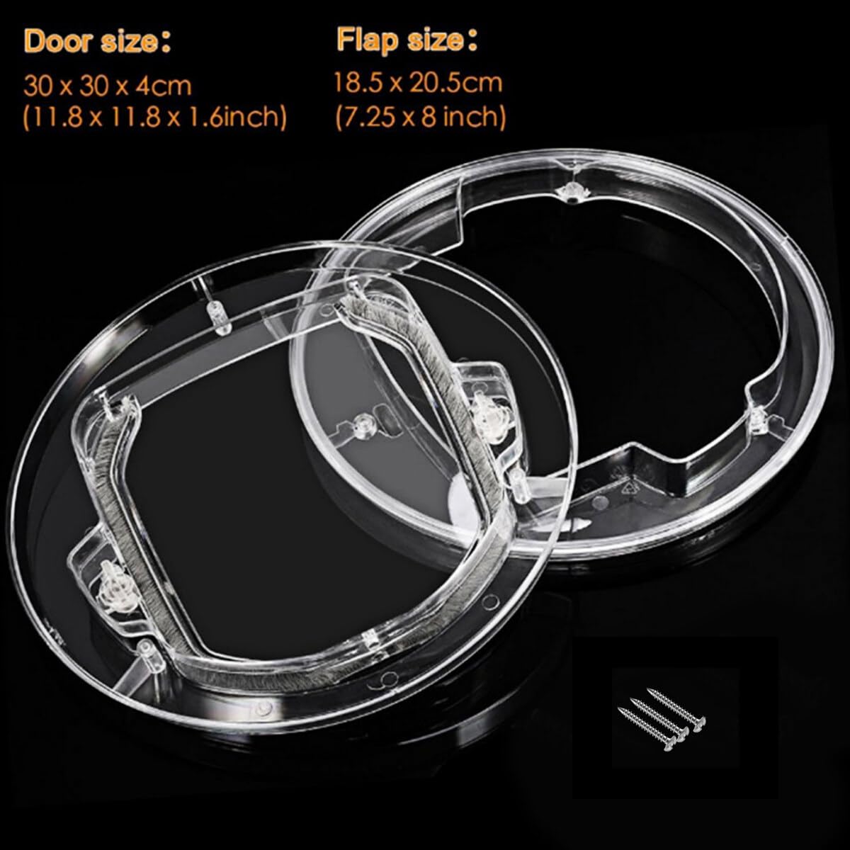Porta per gatti per porte interne ed esterne, trasparente a 4 vie, con chiusura a 4 vie, cancello rotondo resistente, kit rivestimento gatti cuccioli