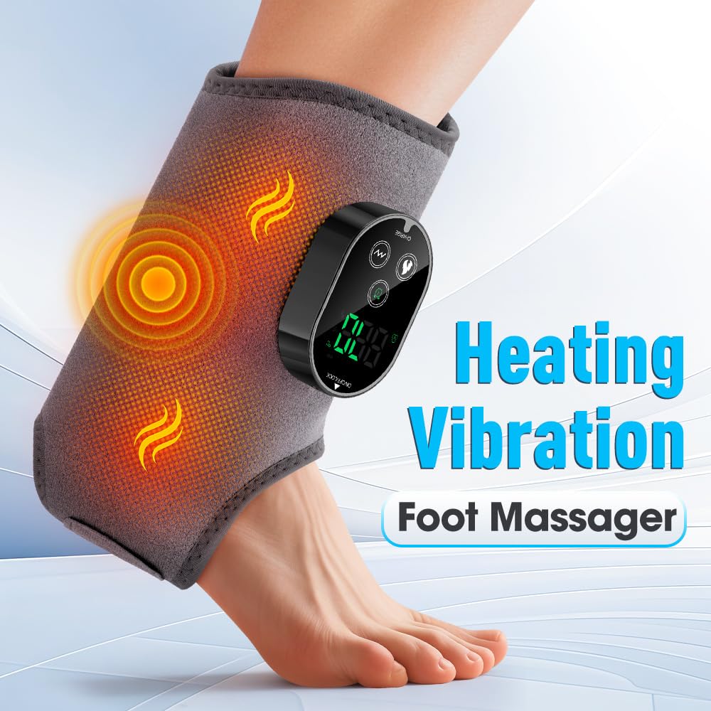 Fussmassagegerät mit Wärme, Fußwärmer mit 3 Vibrationsmodi & 5 Heizstufen, Kabelloser Fußmassager für Entspannung & Durchblutung, Tragbarer Fußwärmer mit Timer für Zuhause Büro Reise (2 PCS)