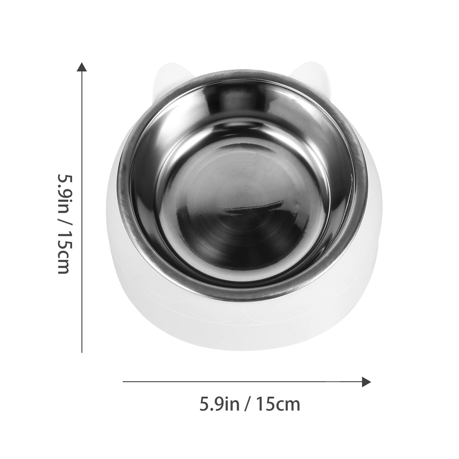 Garneck 1 Set Stainless Steel Slip Cat Bowl with Neck Protection Tilted Design for Comfortable Feeding Easy Cleaning for Cats and Microwave