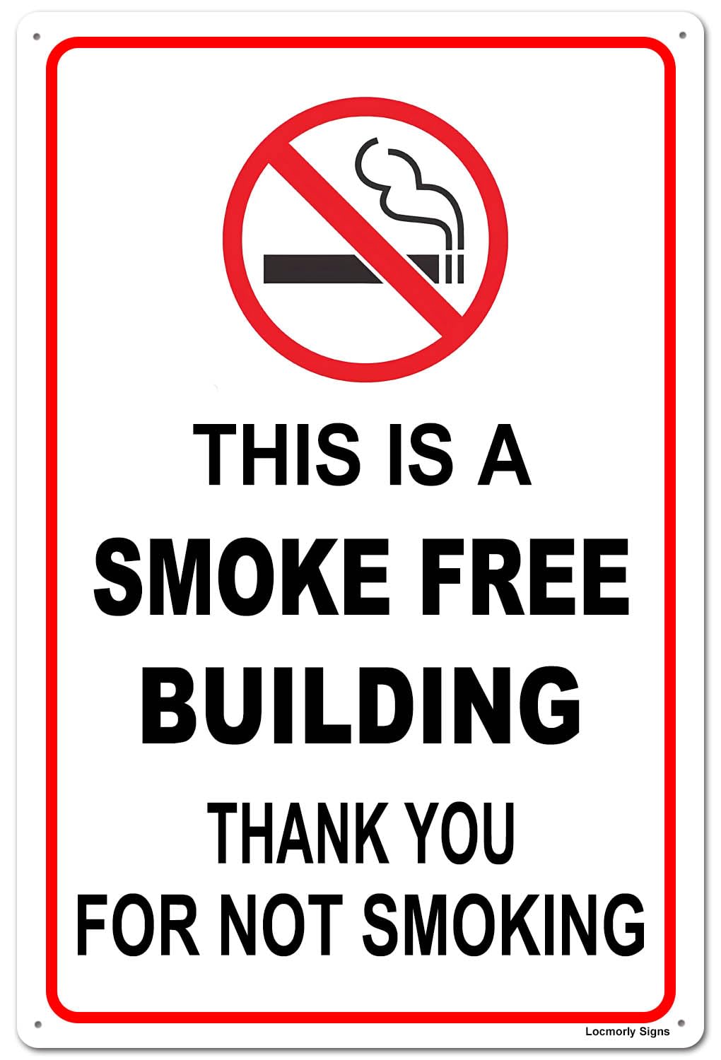 (2-Pack) Metal Tin Sign This is A Smoking Free Building Sign, Smoking Sign, 8x12 Inch, Metal Sign No Smoking Sign