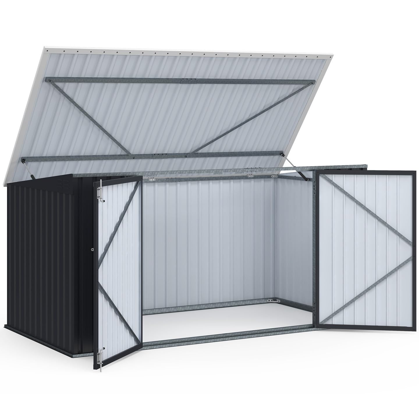 IDMarket - Abri de Jardin XXL en métal Gris Anthracite verrouillable Multi-Rangement pour Stockage vélos, Outils, poubelles