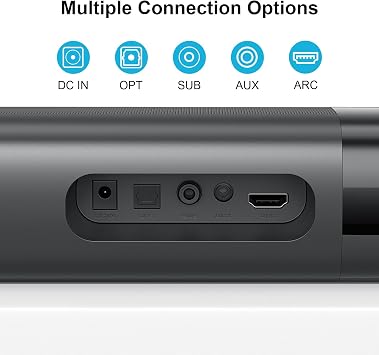 Sound Bar with Subwoofer, 110W Sound Bar with Adjustable Deep Bass & 3 EQ Modes, Bluetooth/ARC/Opt/AUX Connect, Sound Bar for Smart TV