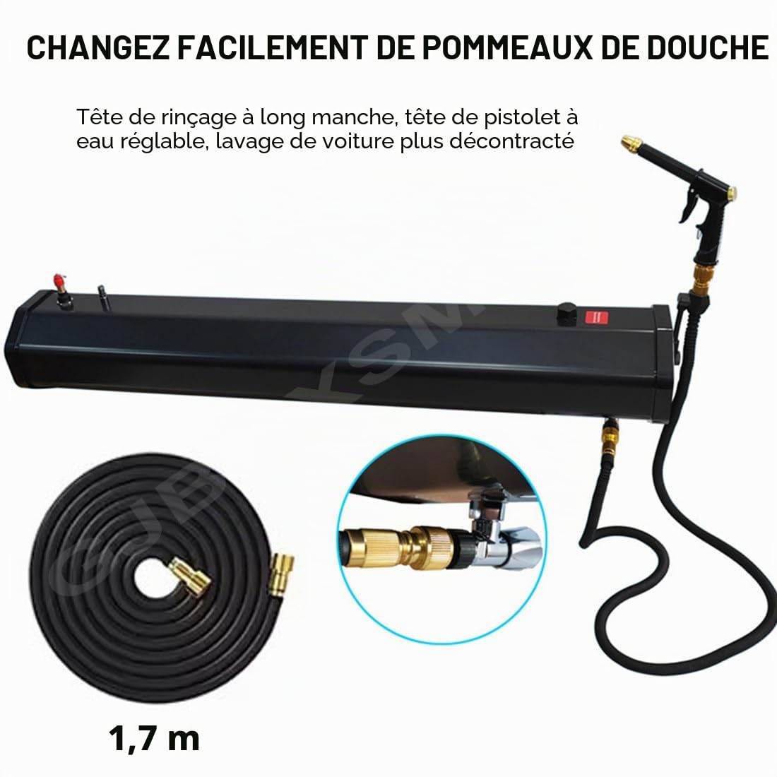Pressurisé Portable de Douche Camping 18L/30L - Réservoir Montable sur Barres de Toit avec Chauffe-Eau Solaire | pour Lavage Voiture, Trekking et Voyages Aventure,30L