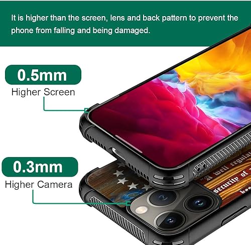 Vista 80 de Funda compatible con iPhone 13 Pro, diseño de patrón para iPhone 13 Pro, fundas para mujeres y niñas, Betsy Ross 13 estrellas de madera con bandera