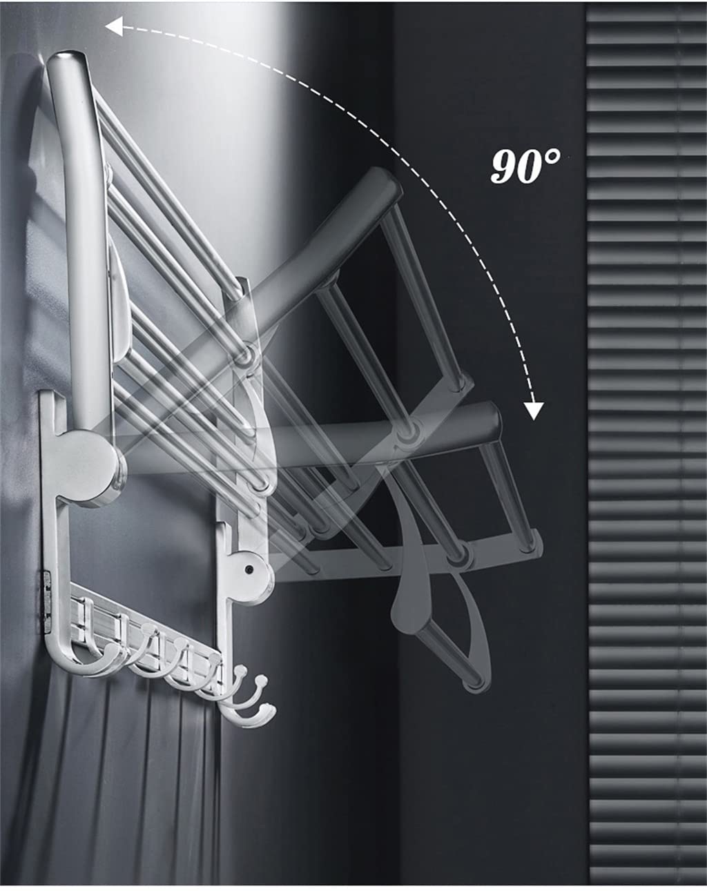Wieszaki na ręczniki, wieszak na ręczniki montowany na ścianie składany aluminiowy organizer uchwyt na ręczniki łazienka półka ścienna do wyposażenia łazienki akcesoria łazienkowe (kolor: B