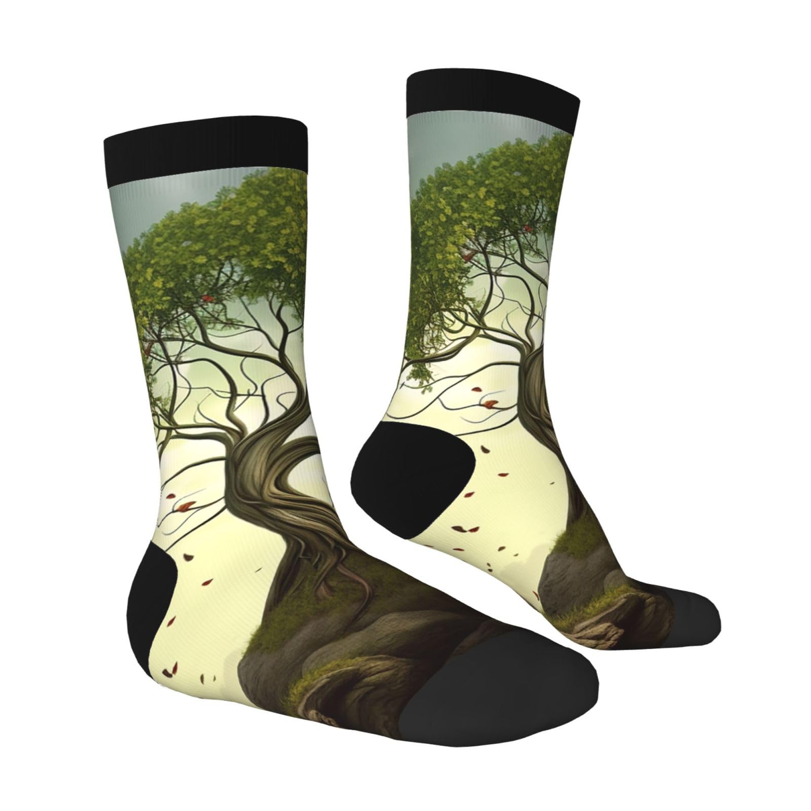 LZQPOEAS Trees Athletic Socks Unisex Cushioned Crew Socks Hiking Running Calf Sock Soft Above Ankle Sock