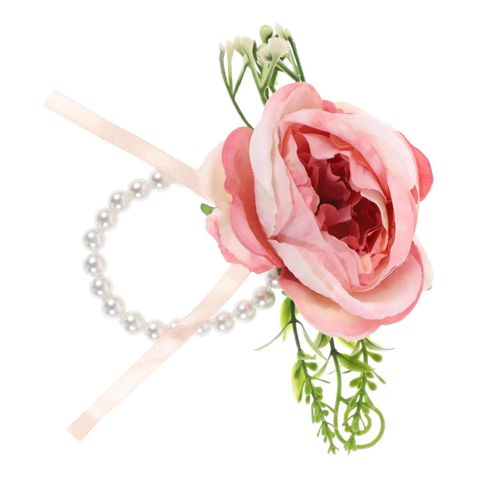 Hzomif Two-Tone Artificial Rose Wrist Corsage Wrist Corsage Artificial Corsage Wristlet Band Flower Bracelet For Bride Bridesmaid Wedding Prom Banquet Bridal Shower