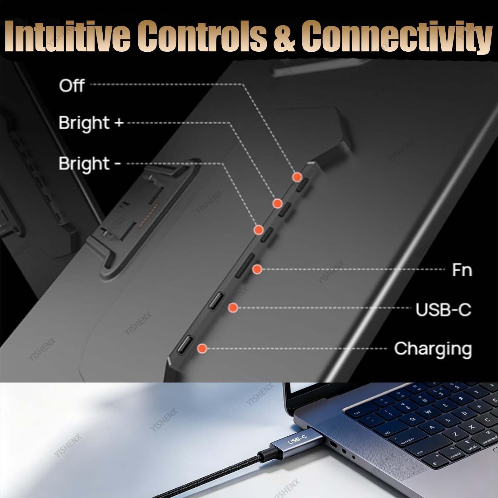 Estensore Portatile per Laptop Con Quattro Schermi, Pannello Ips Da 18,5" | 1080p, Contrasto 1000:1, Compatibile Con Ios/Android/Windows/Macos, Per Presentazioni Ai Clienti E Montaggio Video