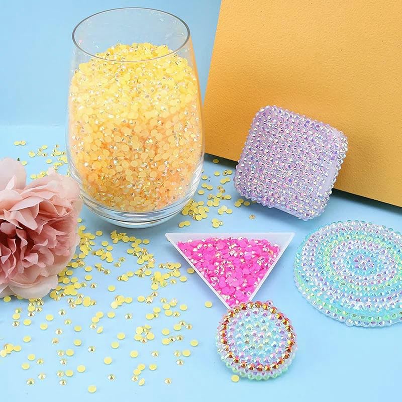 Strass in resina per decorazioni di abbigliamento, gemme di per unghie, senza hotfix, con retro piatto, colla su strass, accessori - Rosa AB - 3,0 mm - 50.000 pezzi