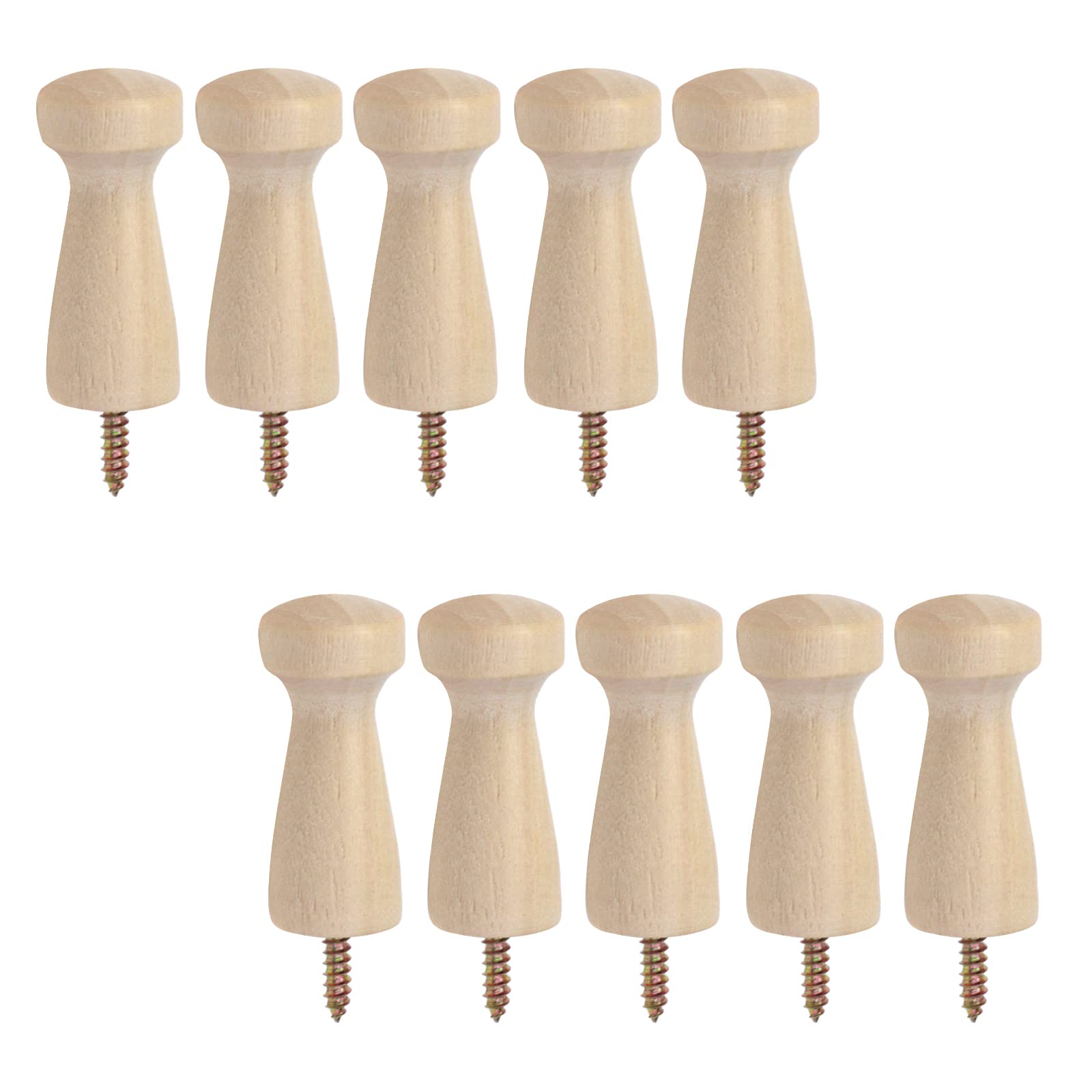 KUMGROT 10pcs Wood Coat Wall Mounted Hooks Decorative Heavy Duty Robe Hooks for Hanging Coat Hat Towels Clothes 4.8cm/1.9 Inch