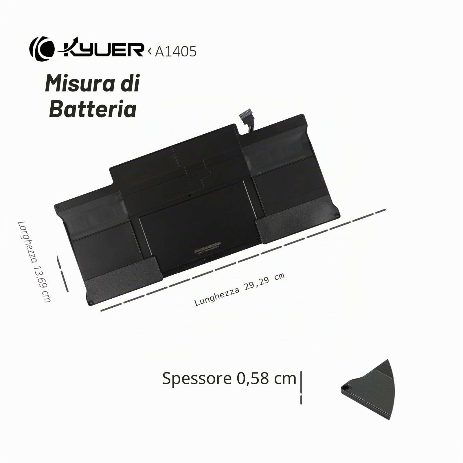 K KYUER A1496 A1405 A1377 Batteria per MacBook Air 13" A1369(Late 2010 Mid 2011) A1466(Mid 2012 2013 Early 2014 2015 2017) MC965LL/A MC966 MD231 MD760 MD761 MJVE2LL/A MJVG2LL/A EMC2559 2632 2925 2469