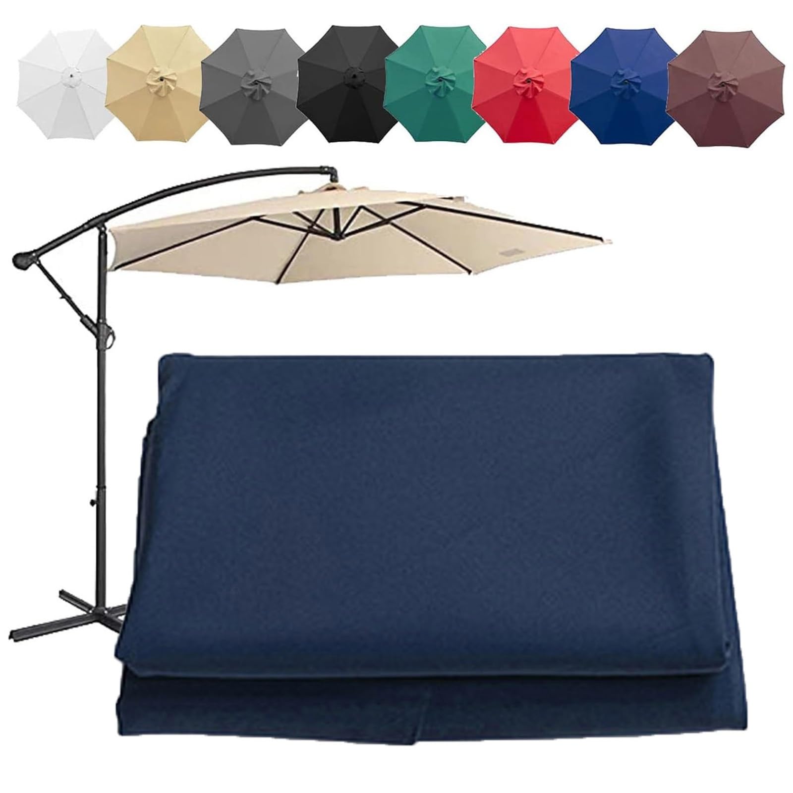 Patio Umbrella Replacement Top, Market Table Umbrella Top Replacement Cloth, 6 Ribs/8 Ribs Replacement Parasol Fabric Cover 2m/6.5ft 2.7m/8.8ft 3m/9.8ft ( Color : Navy blue , Size : (8Rib)2.7m/106in )