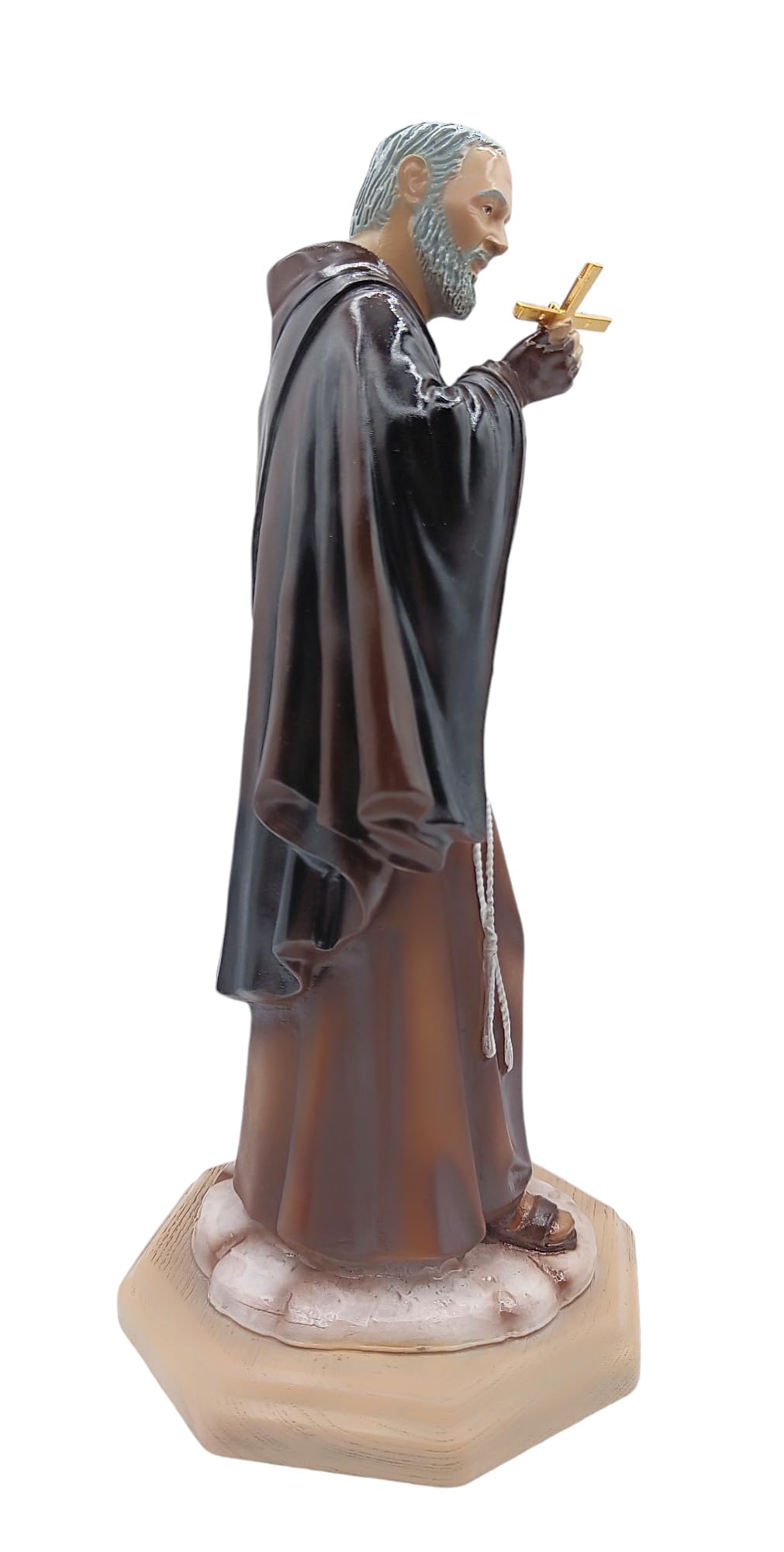 Generico Statua di San Padre Pio, Resina Lavorata e Dipinta a Mano, Made in Italy, Altezze: 10, 15, 20, 30 cm (cm. 30)
