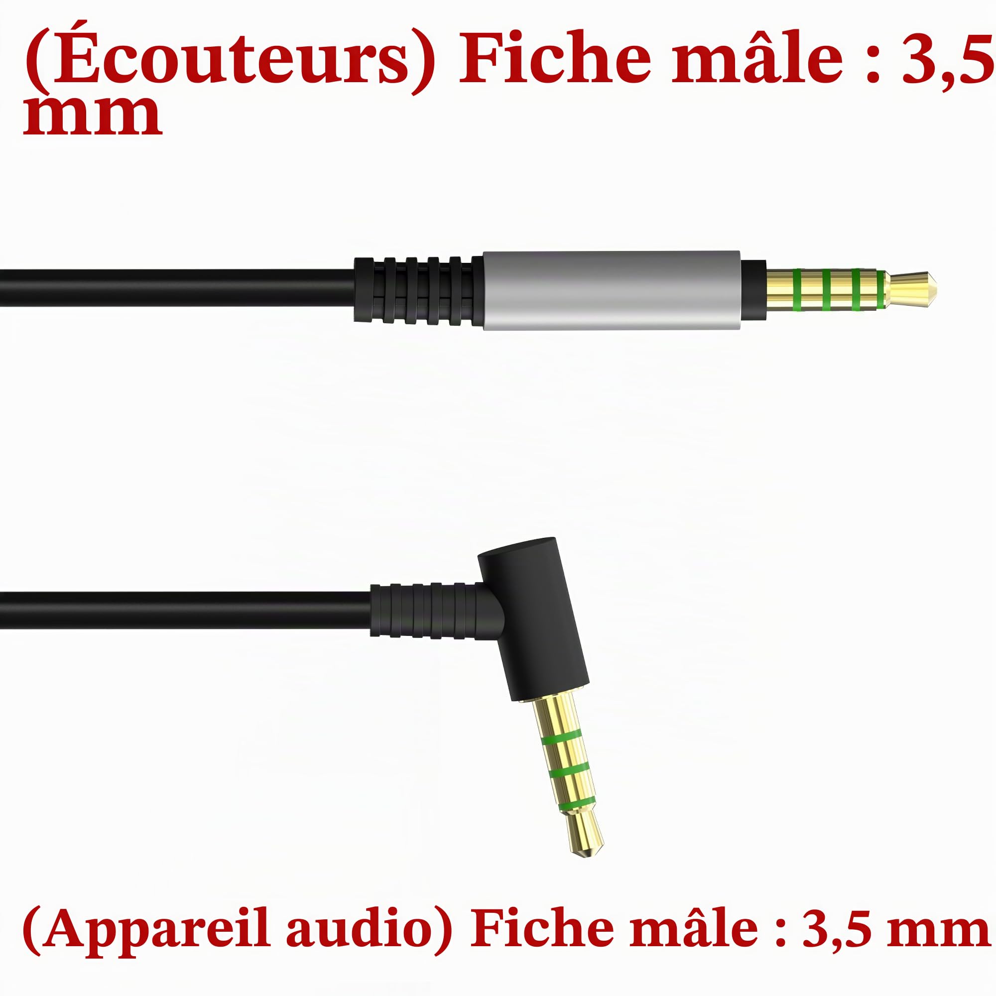 GEEKRIA QuickFit Câble audio compatible avec Logitech G Pro, G Pro X, G433, G233, câble de casque de jeu, cordon stéréo auxiliaire 5 pôles de 3,5 mm (1,2 m)