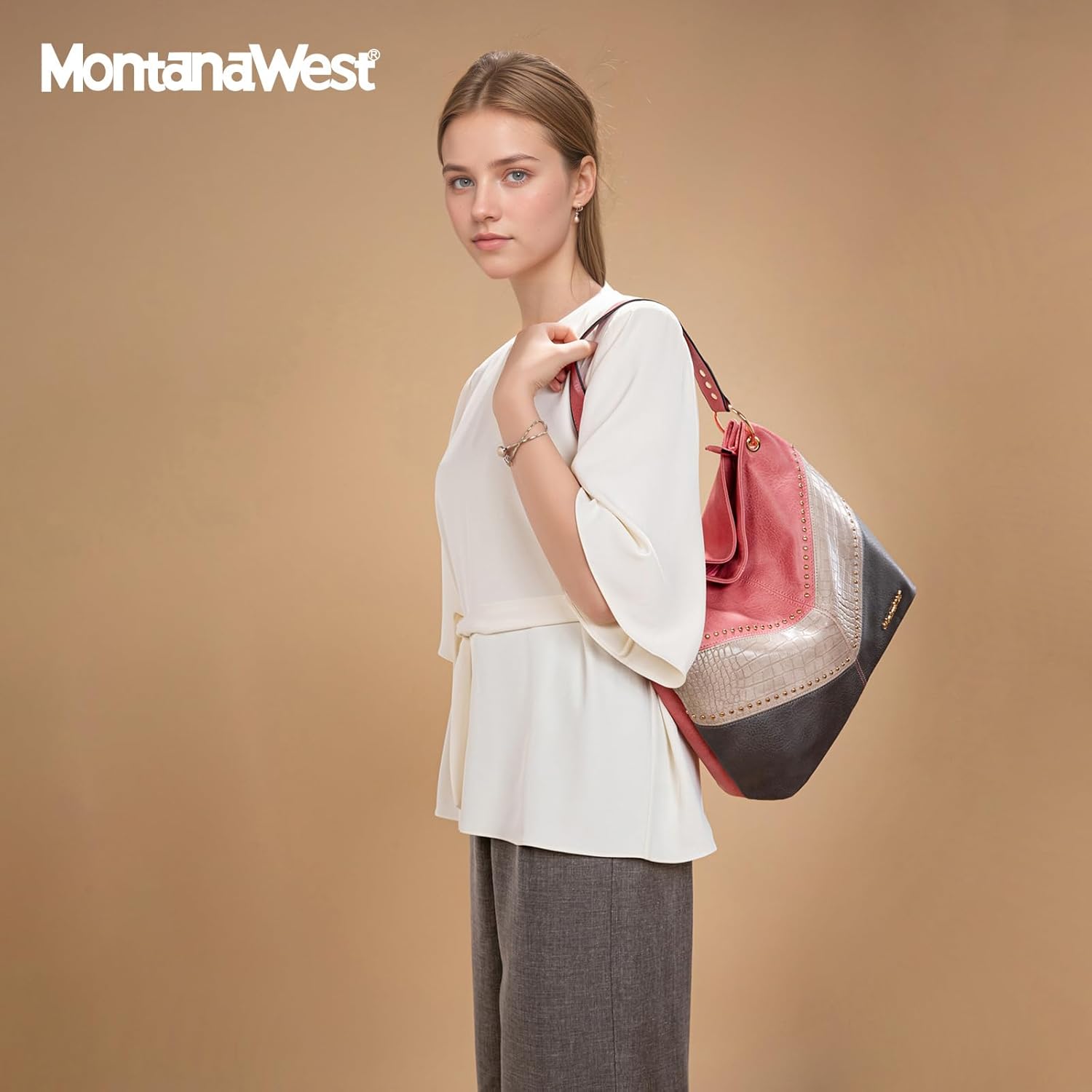 Montana West Hobo Bag for Ladies Shoulder Handbags with Back Pocket | Purses, with Zipper, Purses, with Zipper - Image 7