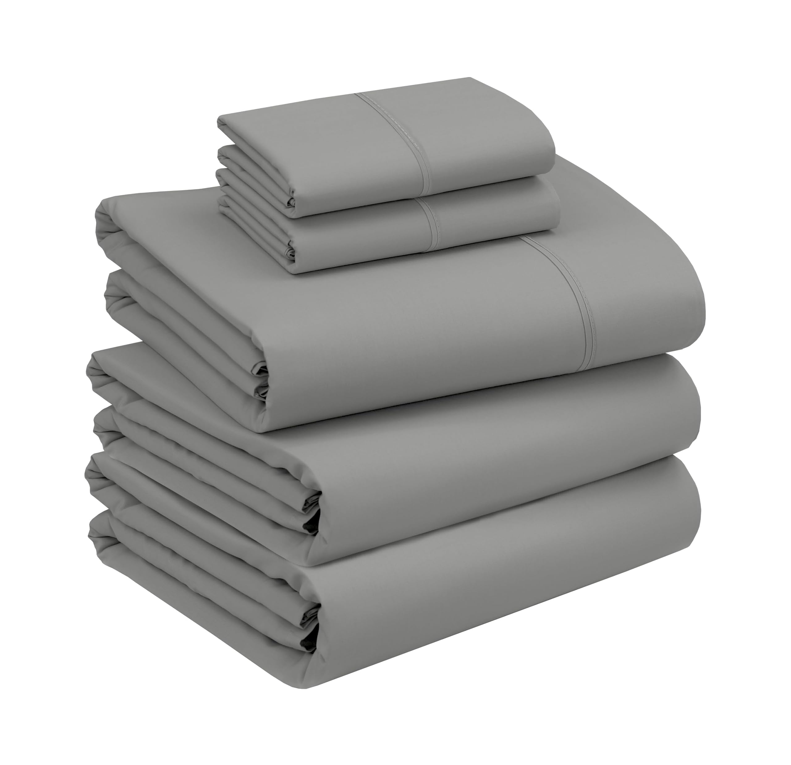 RUVANTI 100% Cotton Sheets – Split King Size Percale Bedding, Cooling &amp; Breathable, Durable with a Crisp, Soft &amp; Comfortable Feel, 16" Deep Pocket, 5-Piece Set, Dark Grey