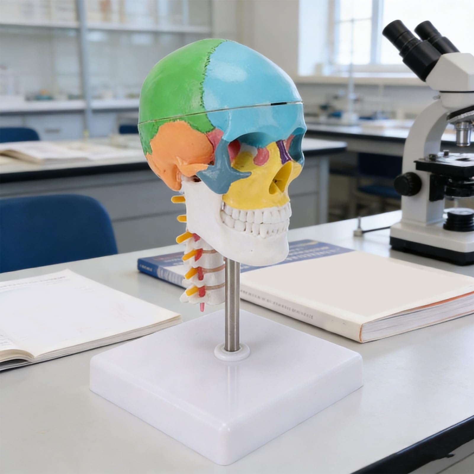 Generic Kolorowy Model Czaszki z Kręgosłupem Szyjnym i Mózgiem do Edukacji Anatomicznej 7,48 X 4,33 X 4,33 Cala Trwały PVC