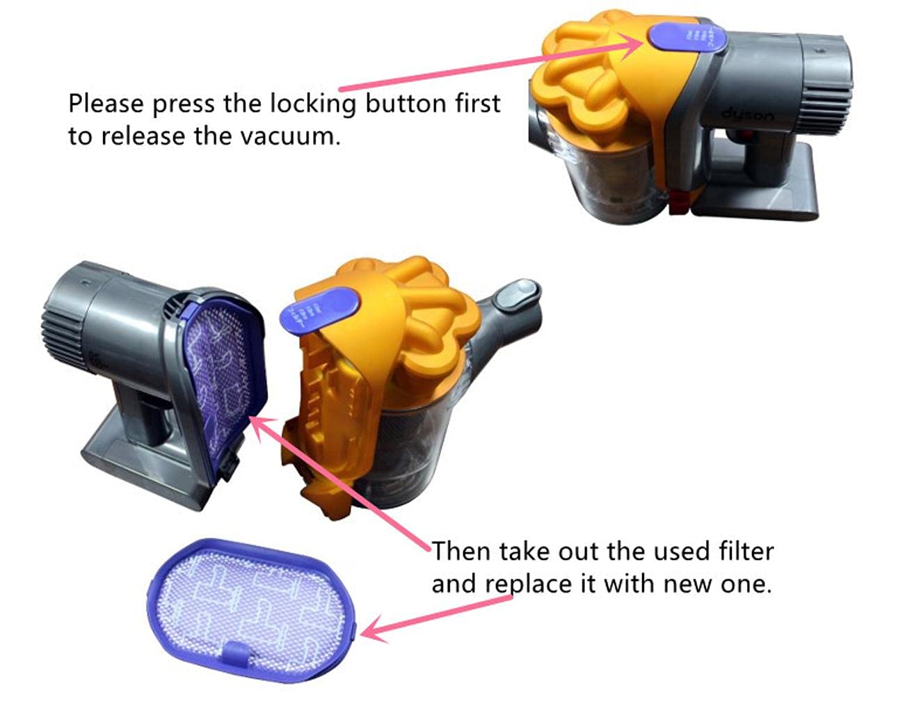 4 pack Vacuum DC30 filter compatible with Dyson DC44 DC35 DC34 filter DC 31 DC30 DC45 DC 56 DC43H filter parts replacement for cordless vacuums