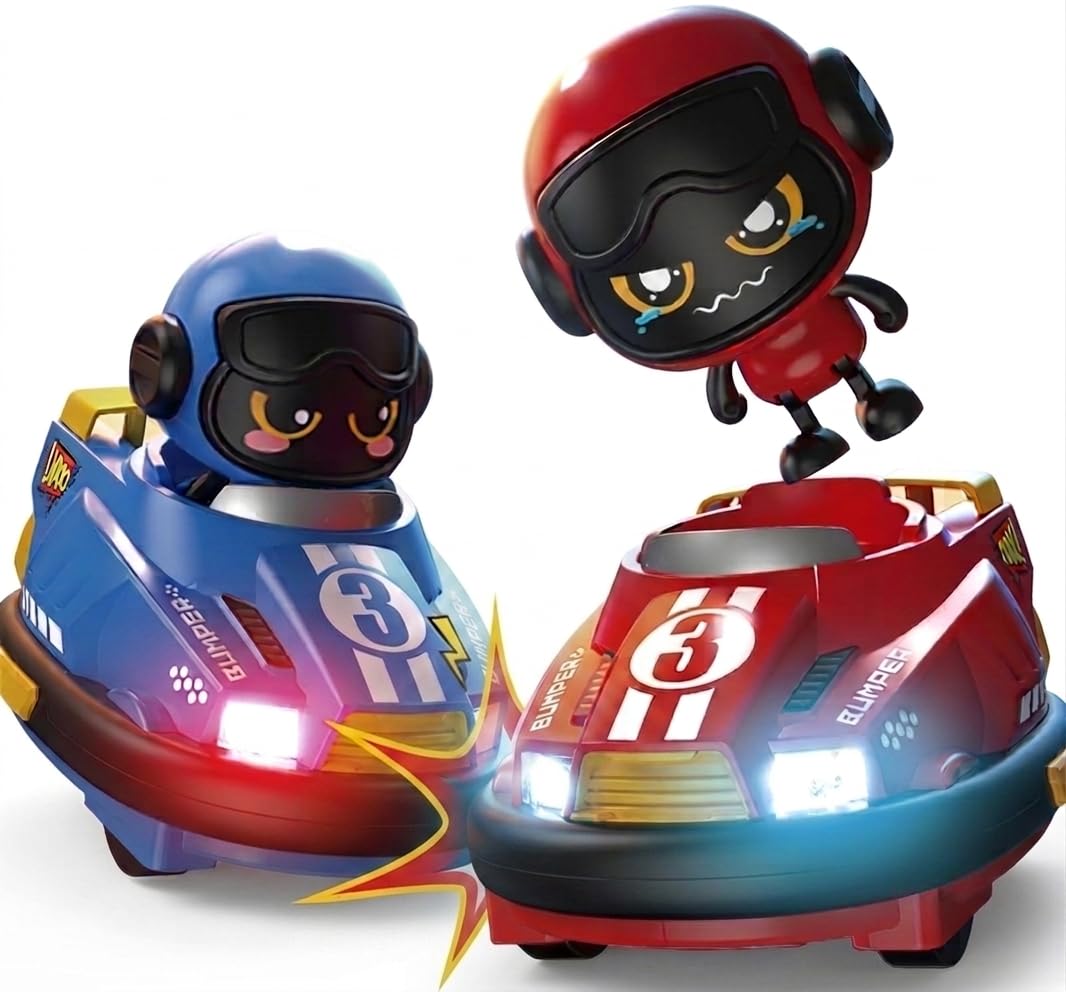 Coche de Choque RC Multifuncional. Coche teledirigido con Robots saltarines.. Incluye 2 Super Bumper Car RC 360º con Luces LED y música. 2 Jugadores. Color Azul y Rojo. Stunt RC Car