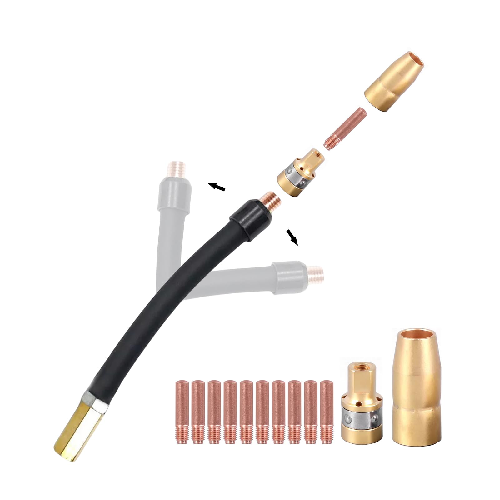 Eddyweld MIg Gun Flexible Neck Compatible with Miller M-10 M-15 Millermatic M-100 M-150 series