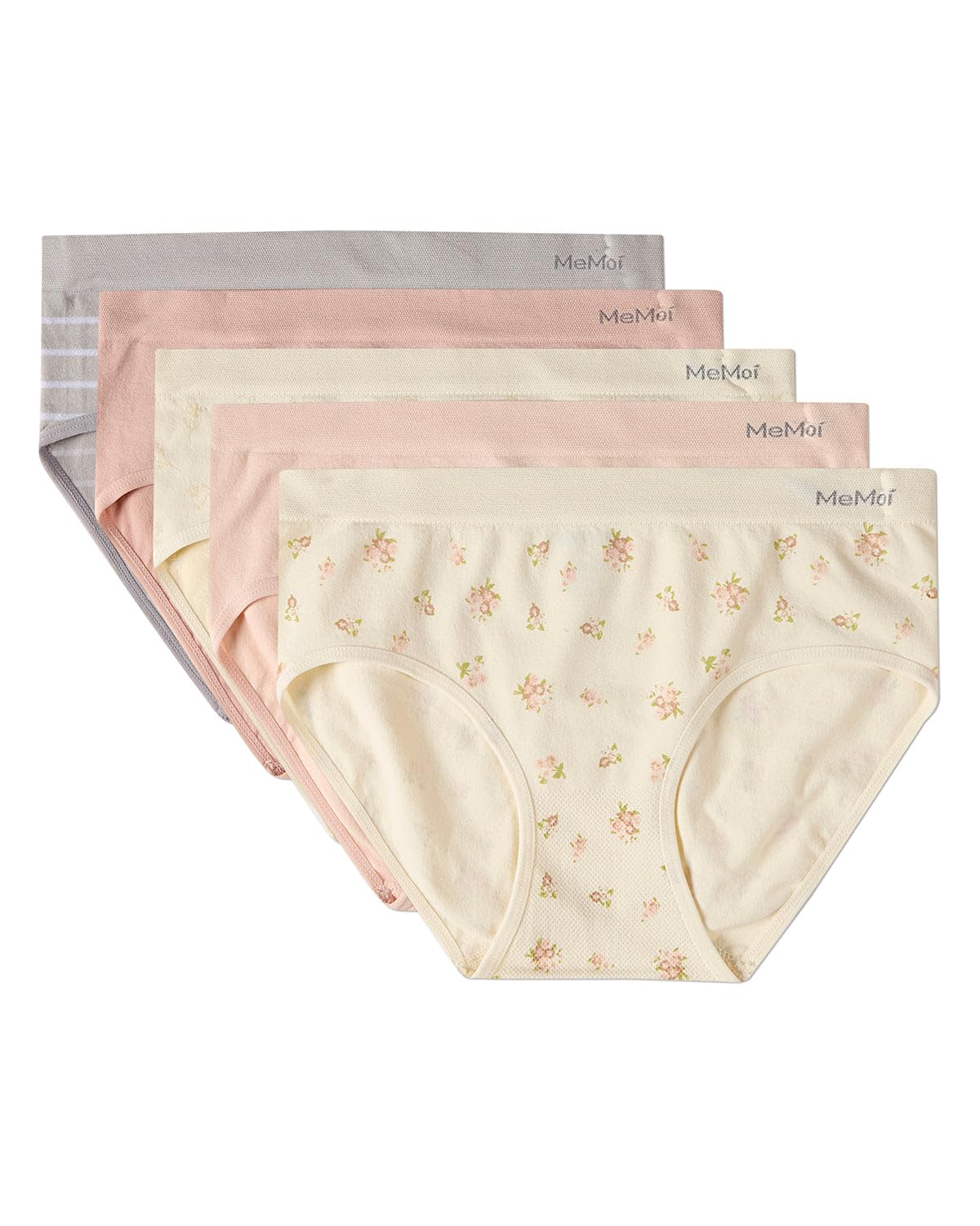 MeMoi 5 Pair Women's Seamless Solid-Color Tag-Free Brief Panties
