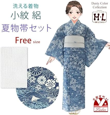 単衣　絽　紗　小紋　フルセット　萩　菊　笹　桔梗　可愛らしい柄　着物　P1 単衣 絽 紗 小紋 フルセット 水辺 萩 桔梗 可愛い花々 洗える着物 夏