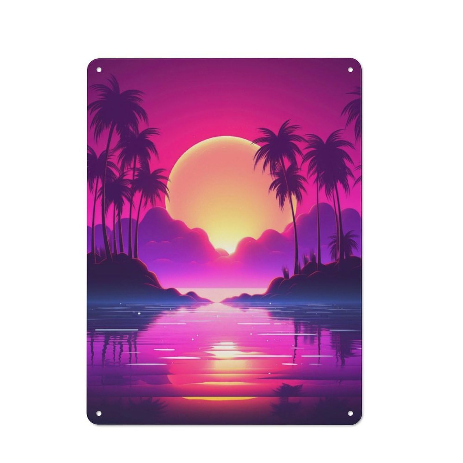 Junmoney Luminous Beach Resonance Vintage Tin Sign 40X30cm Featuring For Bar Or Restaurant, A Decorative Christmas Gift For Bar Decor Enthusiasts